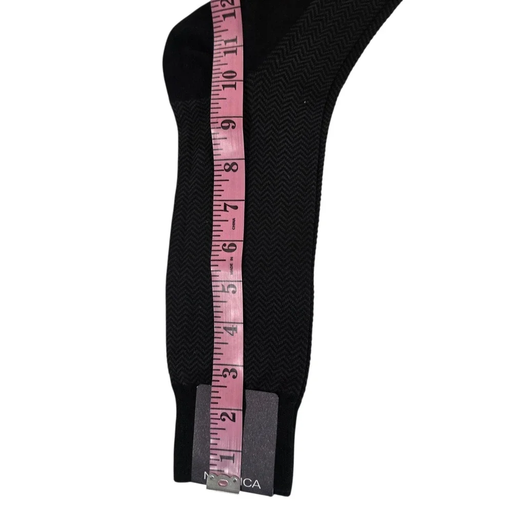 NWT Nautica Dress Socks Men 2 Pairs Black Solid Pattern Size 10-13 Combed Cotton